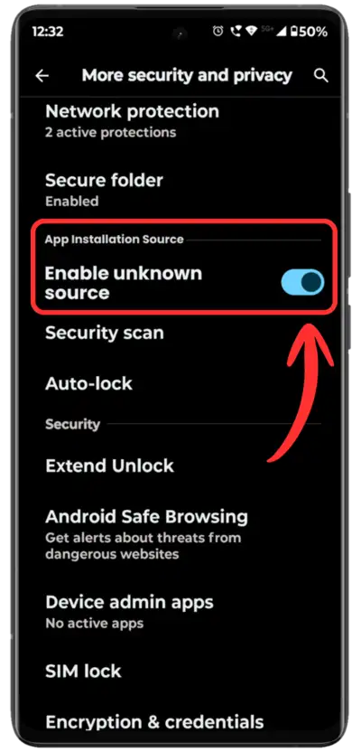 Enable Unknown Sources